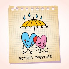 better together notepad paper cartoon illustration