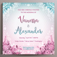 Wedding Invitation Floral square card 14 5 cm N6