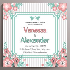 Wedding Invitation Floral square card 14 5 cm N7