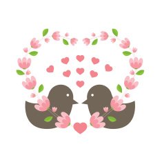 Love Birds Wearing A Heart Wreath