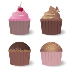 Set of appetizing cupcakes
