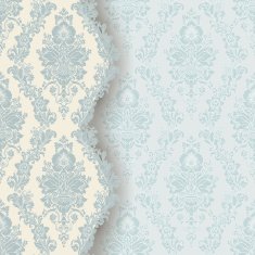 Vintage blue damask invitation card