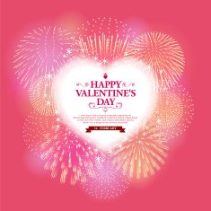 Valentine's Day background Heart and Fireworks