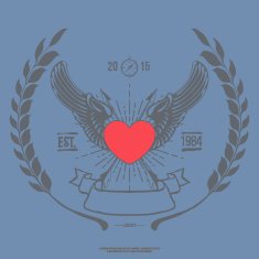 Vintage Angel Heart with Wings Vector N2