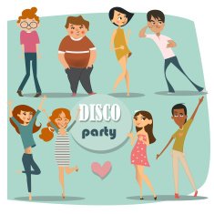 set of dancing people