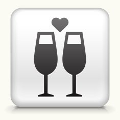 Square Button with Champagne Glasses