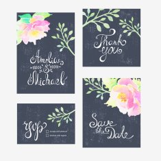 Invitation card with watercolor flowers for your wedding day N23