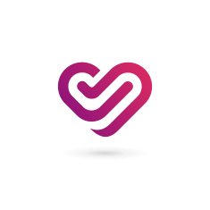 Letter V heart symbol icon design template elements N4
