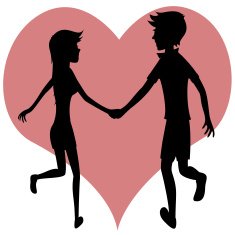 Happy running couple (silhouette)