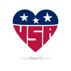 vector heart with american flag colors symbols and inscription N2