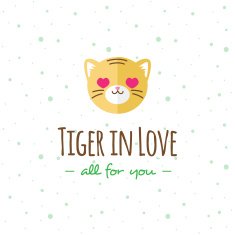 Vector cartoon tiger head logo Flat logotype