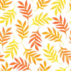 Floral seamless pattern with orange and yellow leaves