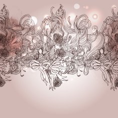 Vintage romance background with bird and floral elements N2
