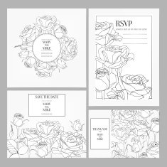 Floral wedding template isolated on white