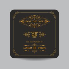 Wedding Invitation Card in Art Deco Style