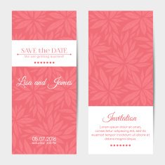 Vector vertical wedding invitations N2