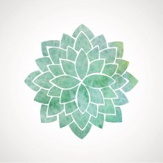 Watercolor flower in green blue colors