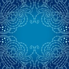 Blue decorative greeting card with ornament