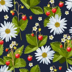 Camomile and wild strawberry seamless