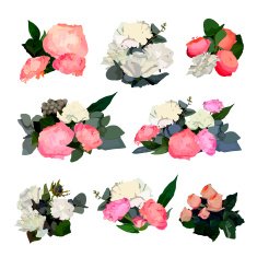 Set of Beautiful Floral Bouquets