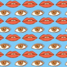 Sketch lips and eye in vintage style