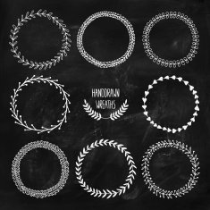 Set of vector handdrawn wreaths N2