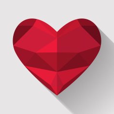 Flat design polygon heart with long shadow Vector Illustration