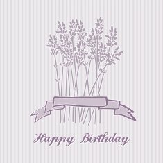 Romantic birthday card with lavender bouquet invitation vector N2