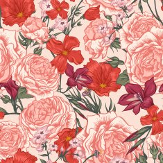 Beautiful Seamless Background with Victorian Roses in Vintage Style N3