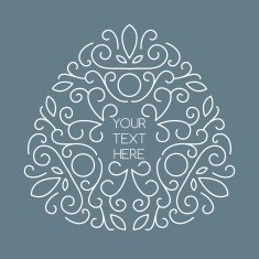 Vector line art style triangle frame Abstract floral decorative background