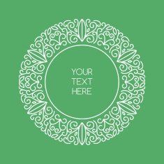 Vector line art style round frame Abstract floral decorative background