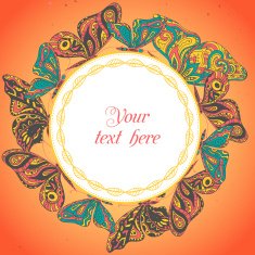 Colorful vector frame with butterflies N2