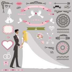 Wedding invitation decor set with Kissing stand couple