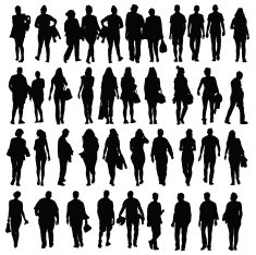 people walking silhouette vector black