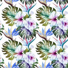 Watercolor hibiscus patterns N3