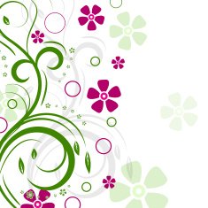 Abstract floral background with leaves and butterflies