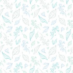 Vector pastel line art leaves seamless pattern