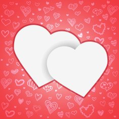 Valentines Day Couple White Heart and Seamless Background