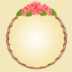 Round frame with pink hibiscus vector