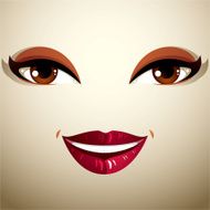 Coquette glad smiling woman eyes and lips stylish makeup N3