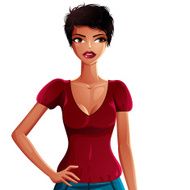 Attractive dark skin girl colorful illustration Sexy woman N2