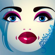 Facial emotions of young pretty woman with modern haircut N4