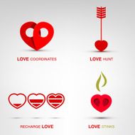 Flat romantic love icons N3