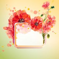 Poppies Summer flowers invitation template card N3