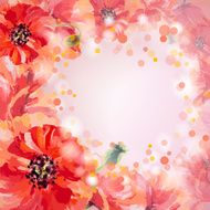 Poppies Summer flowers invitation template card N4