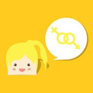 Cartoon doodle girl witch speech bubble say sex education vecto N2