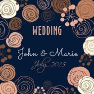 Wedding invitation template with floral elements