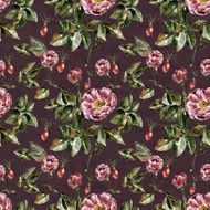 Seamless pattern with flowers Watercolor illustration N25