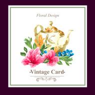 Vintage floral card with roses and wild flowers N11