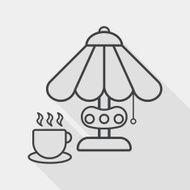 coffee time flat icon with long shadow line